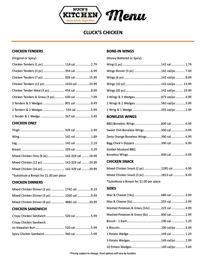 Menu Page 1